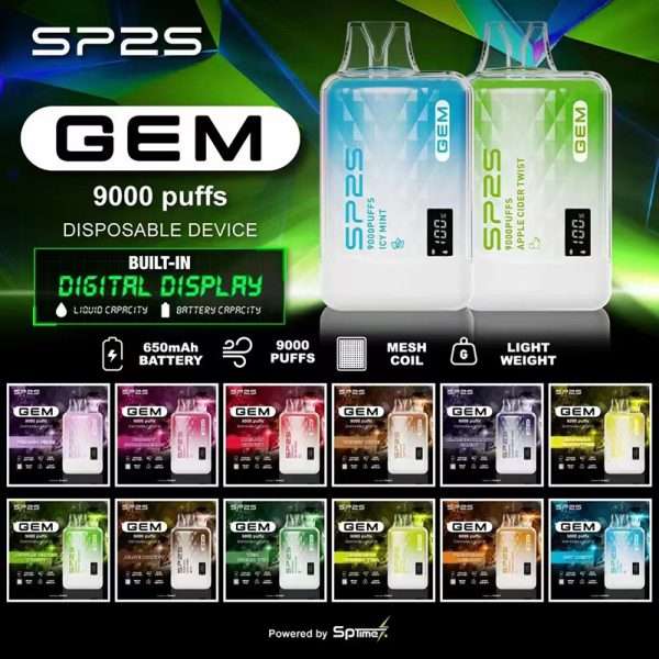 SP2S 思博瑞 GEM9000 拋棄式電子煙，水晶外殼設計，9000 口長效續航
