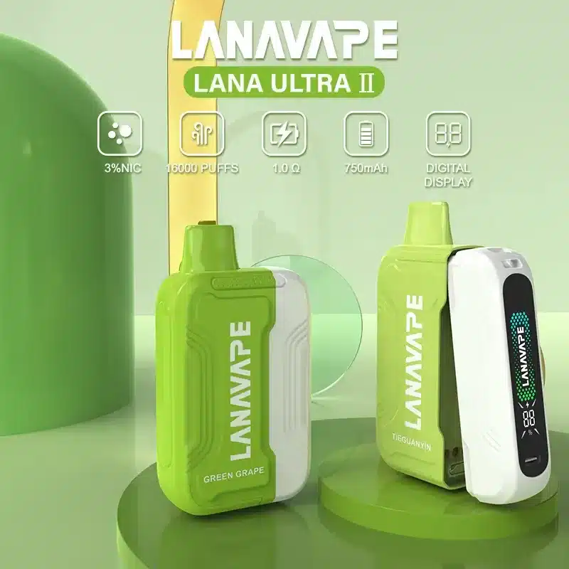 LANA Ultra II 16000 拋棄式電子煙,10ml 可更換磁吸煙彈,搭配 1.0Ω Mesh 霧化芯與 750mAh 電池,穩定順口、超長續航,專機專用,外出使用便利。