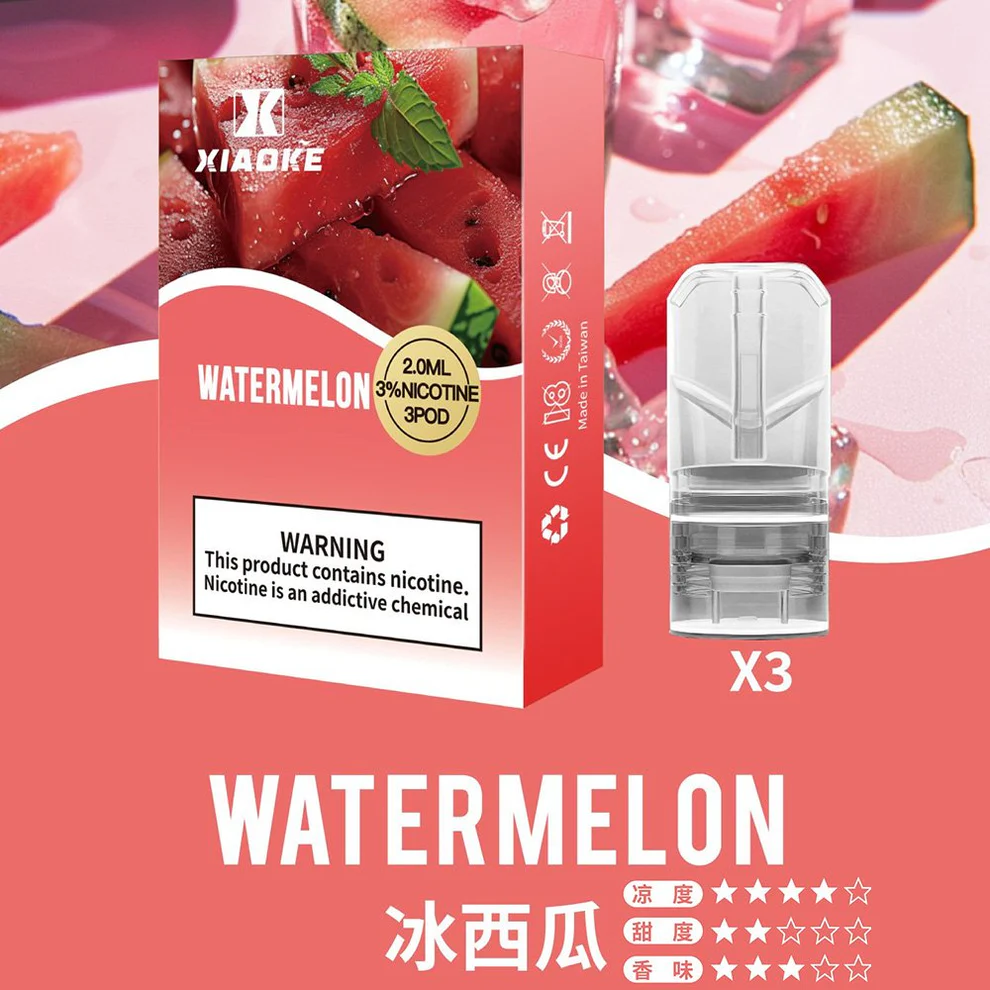 XIAOKE 梟客一代煙彈西瓜口味,夏季清爽首選,飽滿果香,涼度甜度完美平衡。