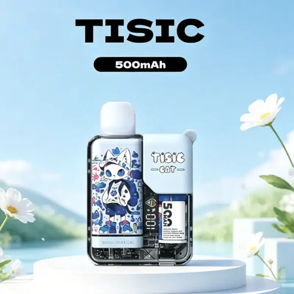TISIC黑騎士×萌貓派對一次性電子煙首創智慧雙螢幕，左側電量右側油量即時監控，支援7-11全台速遞及快速Type-C充電。