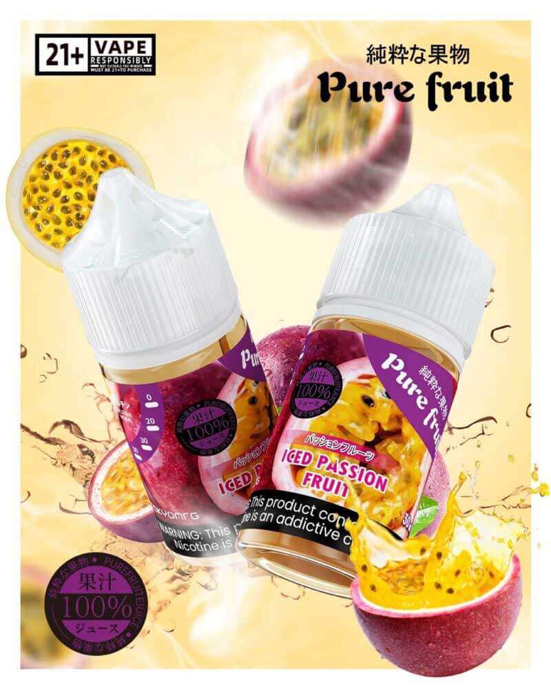 pure fruit 純粹の果物煙油 - 百香果口味,熱帶酸甜層次分明,還原新鮮百香果的奔放果香。